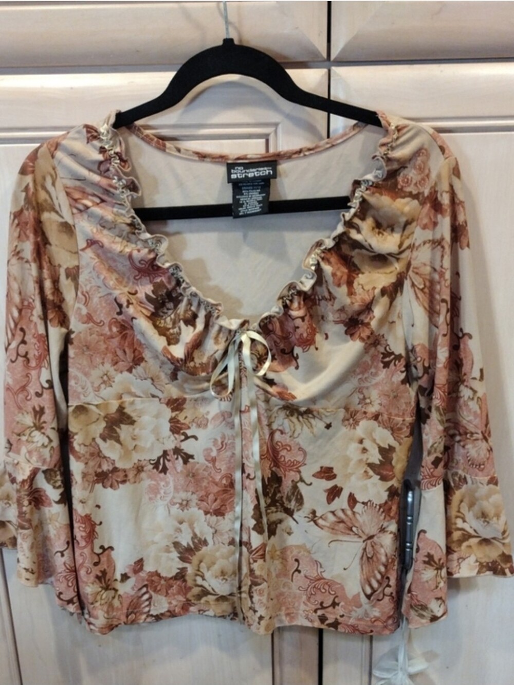 Y2K No Boundaries Butterfly Floral Bell Sleeve Fairy Top